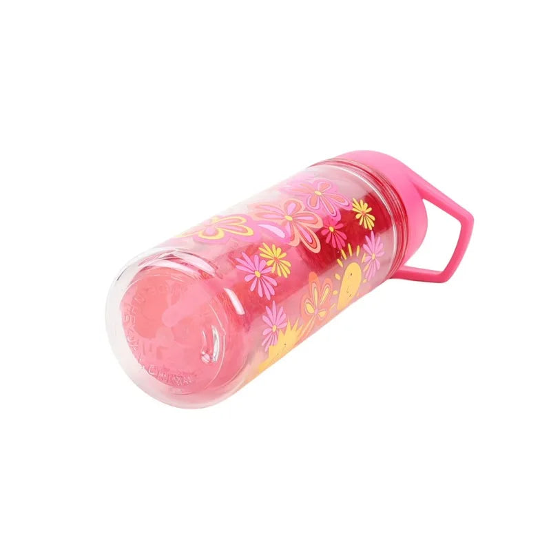 Flower Double Wall Insulated Reusable Plastic Water Bottle With Straw