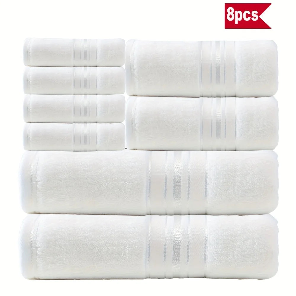 Luxury Eight Piece Cotton Towel Set For Bathroom Everyday Use