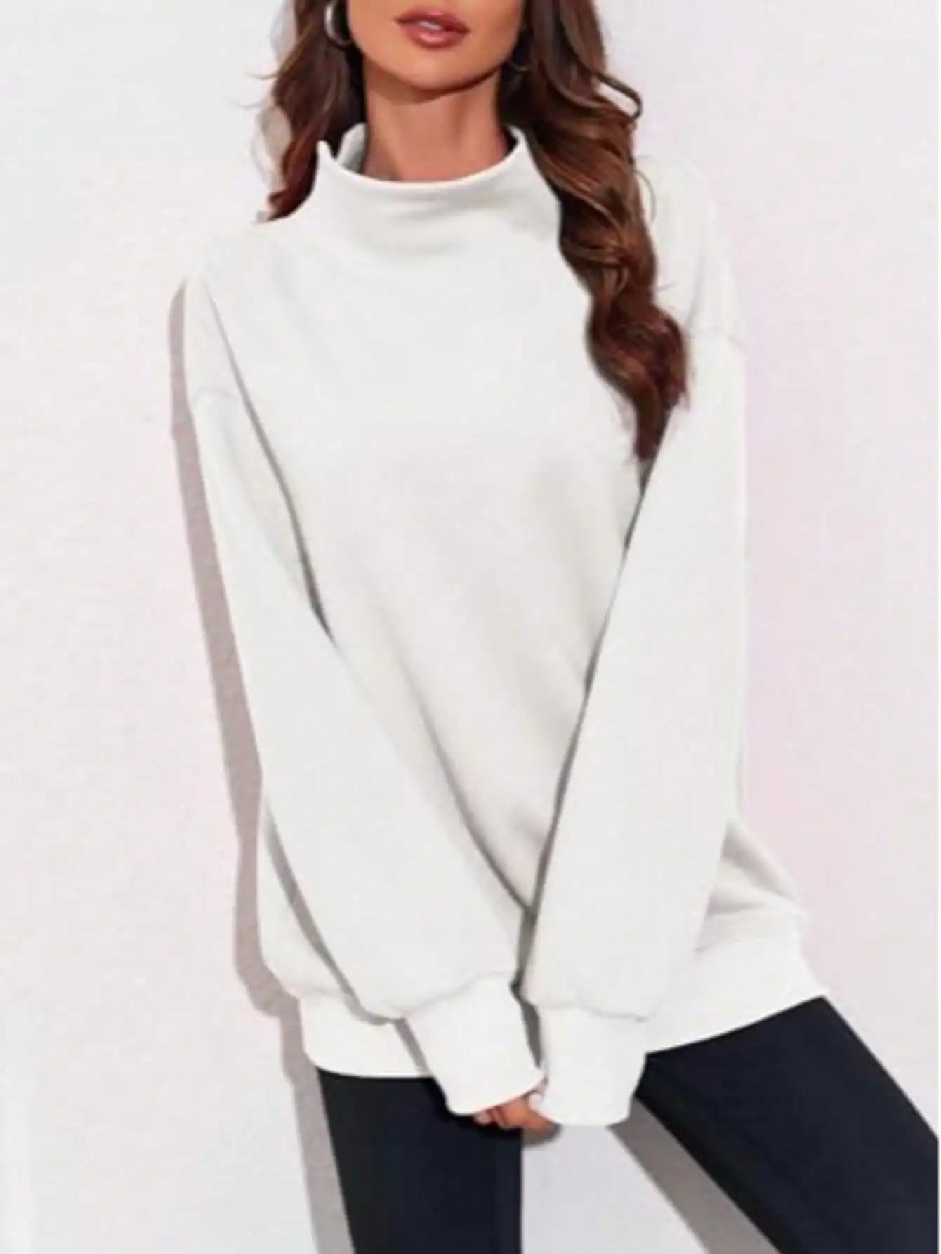 Fisoew Ribbed Turtleneck Sweater Long Sleeve Knit Pullover Top