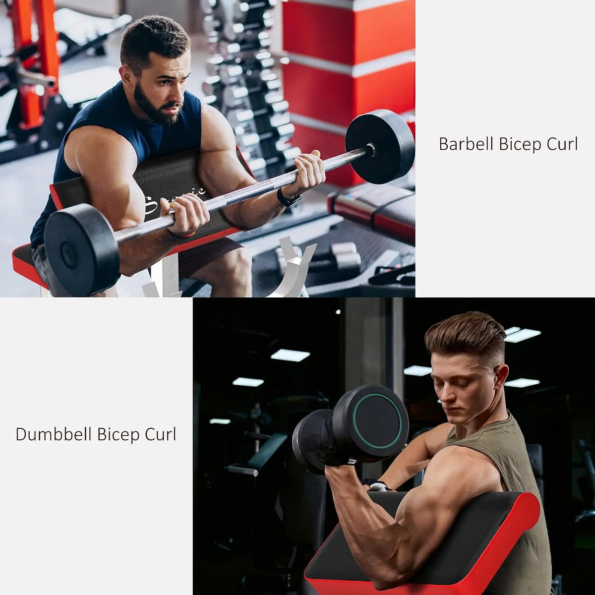 Adjustable Preacher Curl Bench With Sturdy Barbell Rack