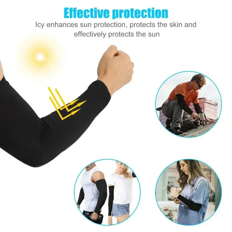 Cooling Ice Silk Arm Sleeves Sun Protection Golf Cycling Running Gear