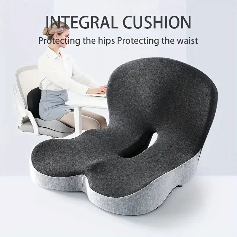 Memory Foam Seat Cushion With Lumbar Support For Office Chairs