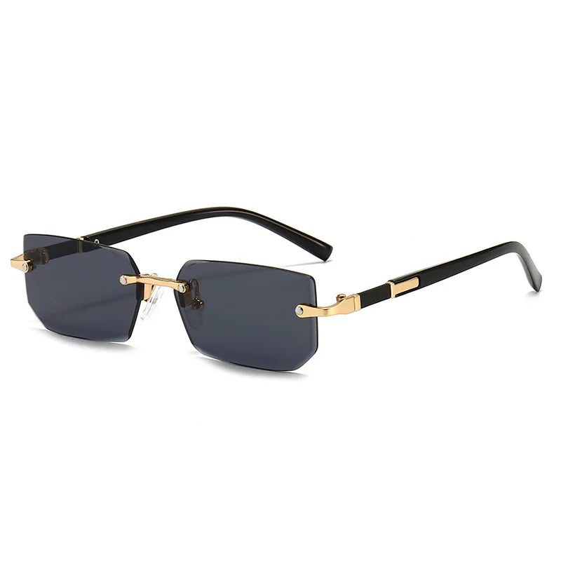 RMM Rimless Rectangle Stylish Trendy Plastic Sunglasses