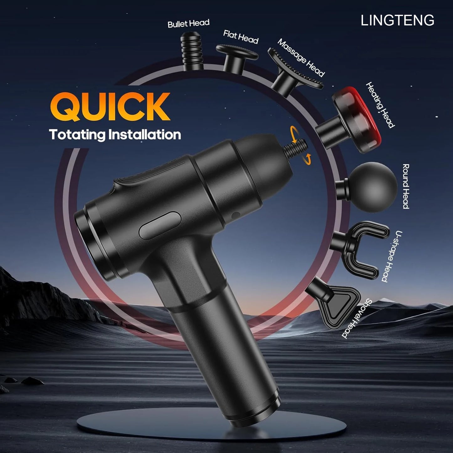 Lingteng Heating Deep Tissue Percussion Massage Gun With Storage Case