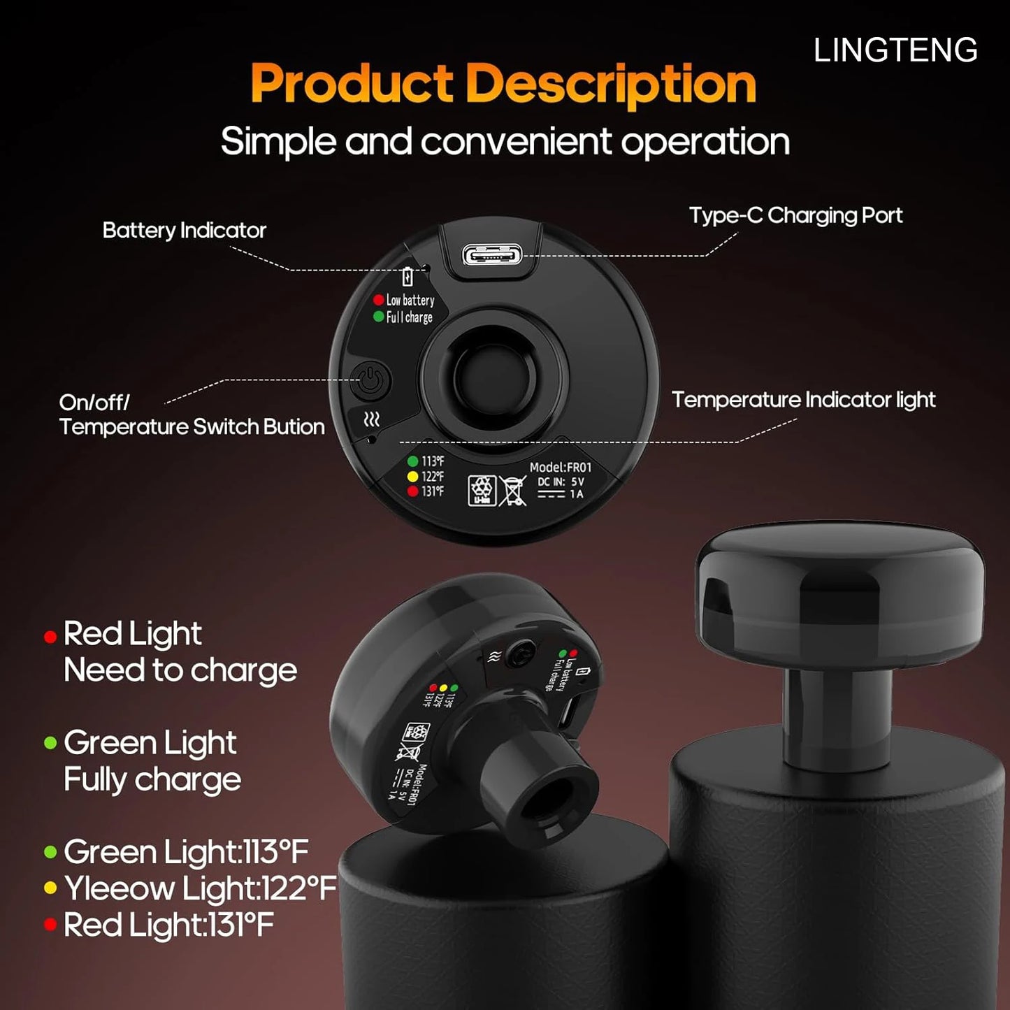 Lingteng Heating Deep Tissue Percussion Massage Gun With Storage Case