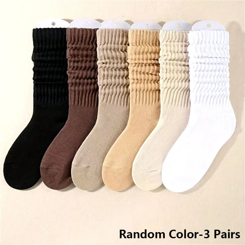 Women Mid Leg Pleated Socks Six Pair Soft Comfortable Daily Wear
