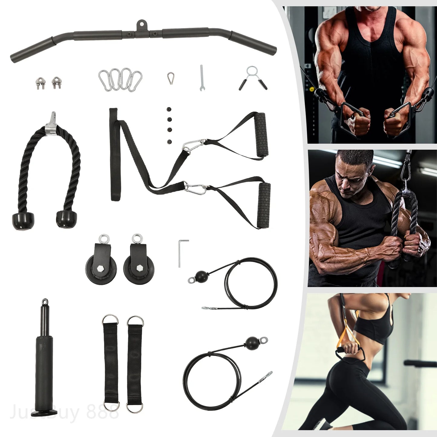 Cable Weight Pulley System With Safety Ropes Home Gym Equipment