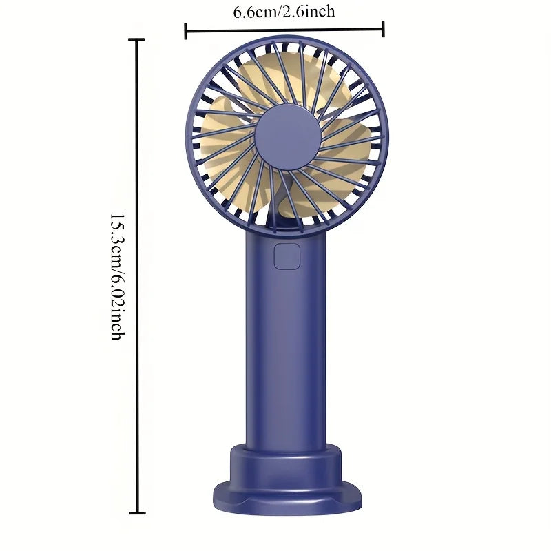 USB Mini Portable Rechargeable Handheld Fan With Integrated Phone Holder