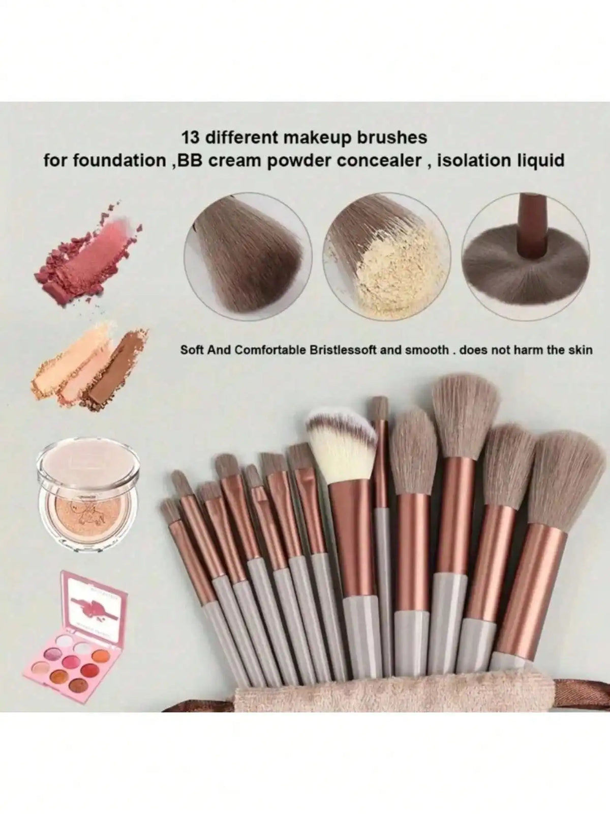 Professional Cosmetic Makeup Brush Set With Sponge And Bag