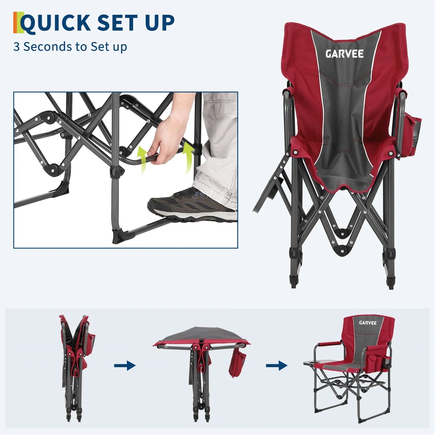 HiMISS Folding Directors Chair With Cup Holder For Outdoor Camping Leisure