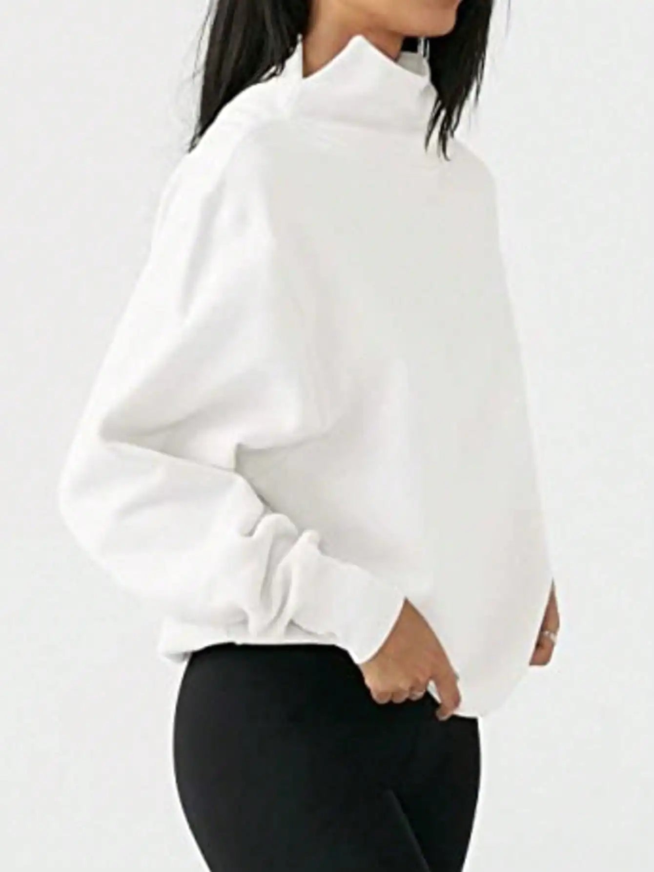 Fisoew Ribbed Turtleneck Sweater Long Sleeve Knit Pullover Top