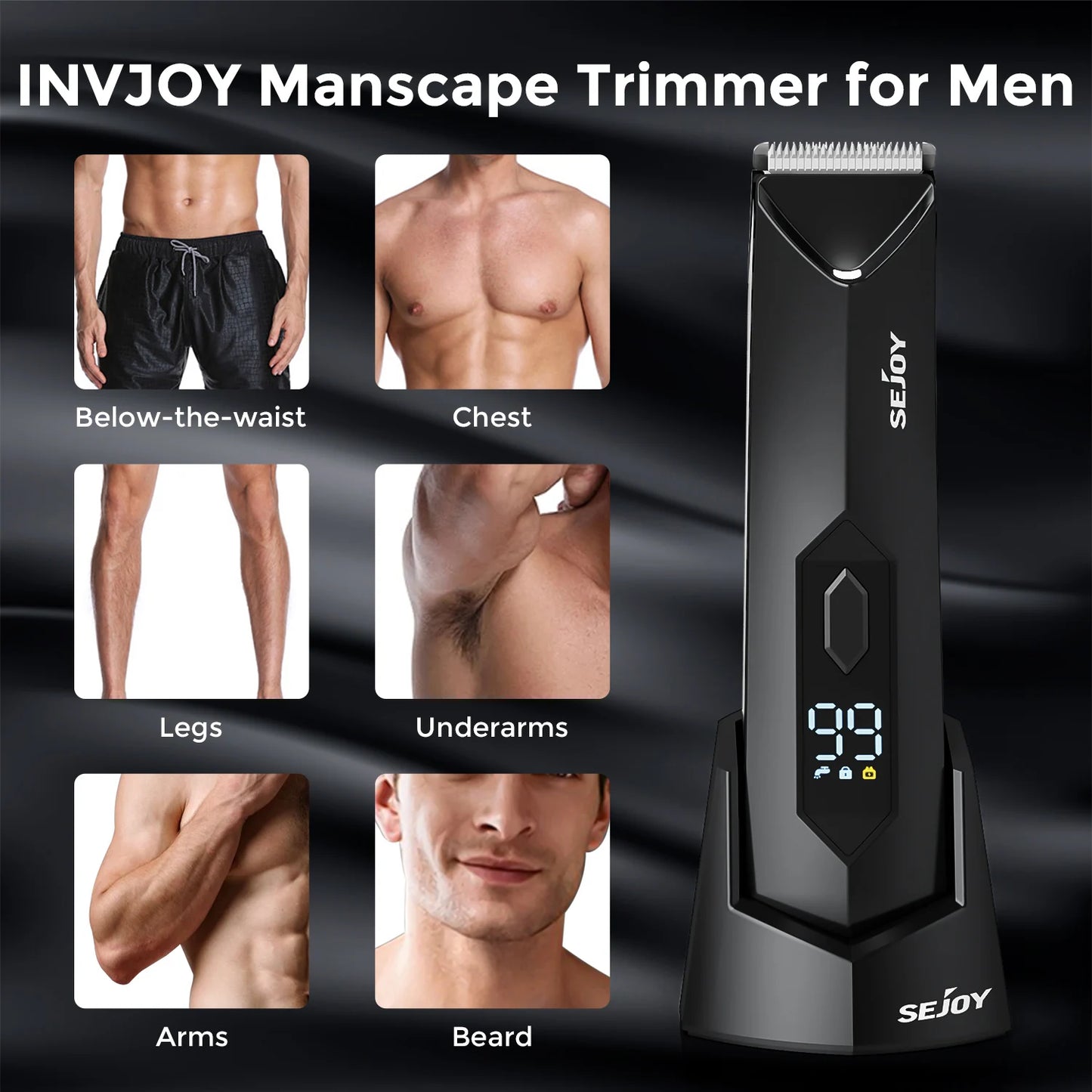 Sejoy Body Hair Trimmer With Stand Wet Dry Cordless Shaver