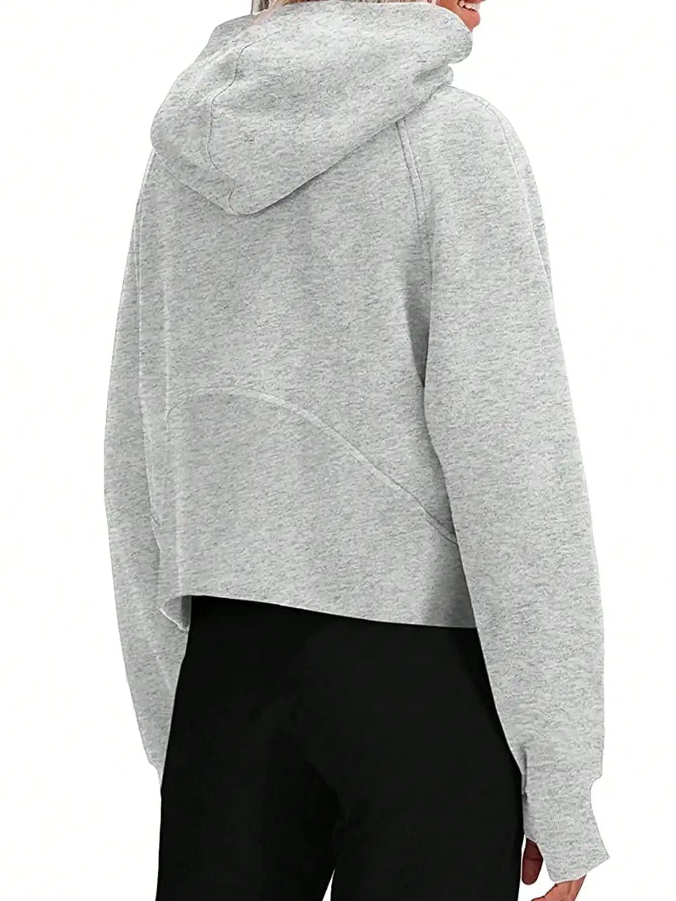 Fisoew Womens Fleece Lined Zip Up Crop Hoodie Oversized Streetwear