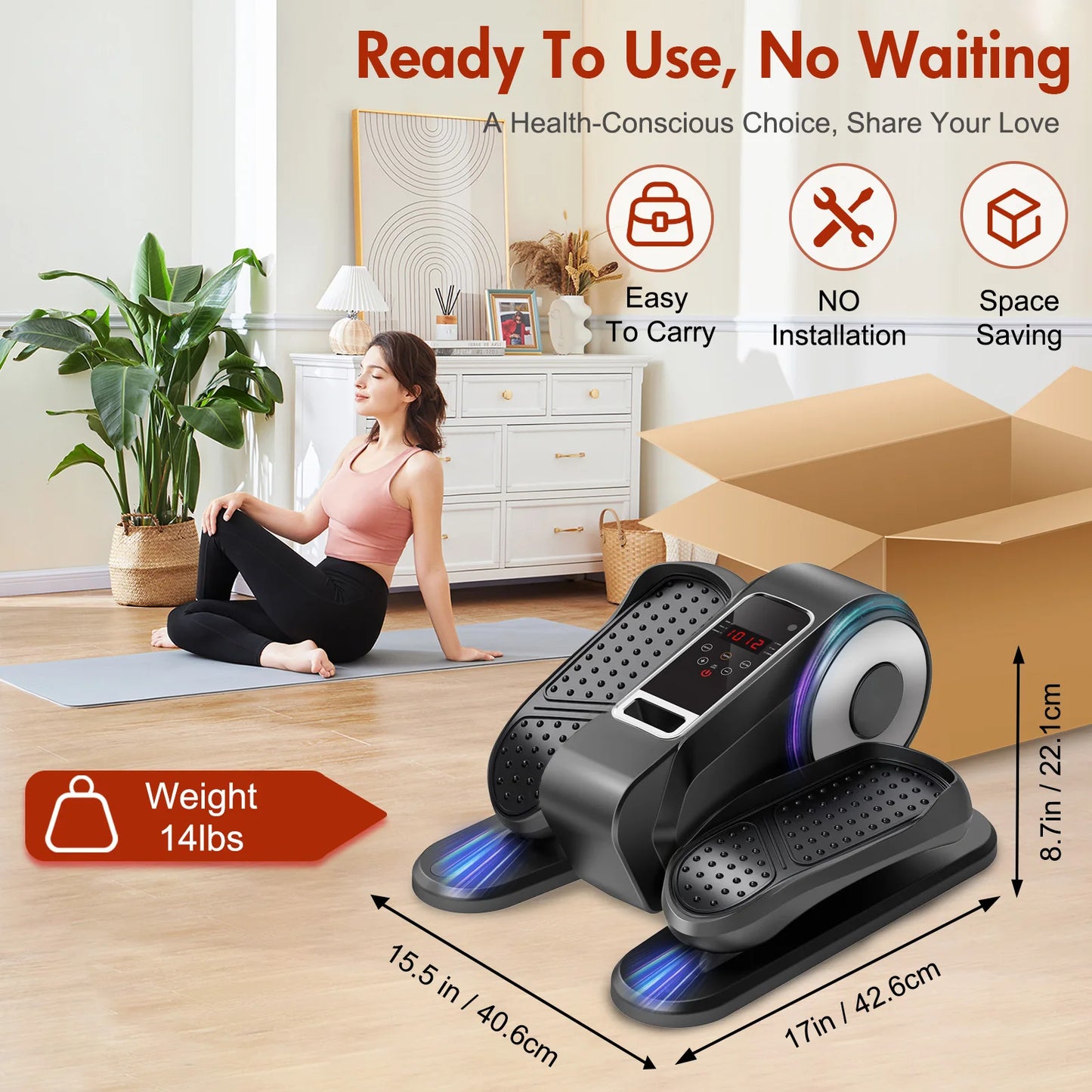 Gamewiu Under Desk Elliptical Mini Leg Exerciser With LCD Display