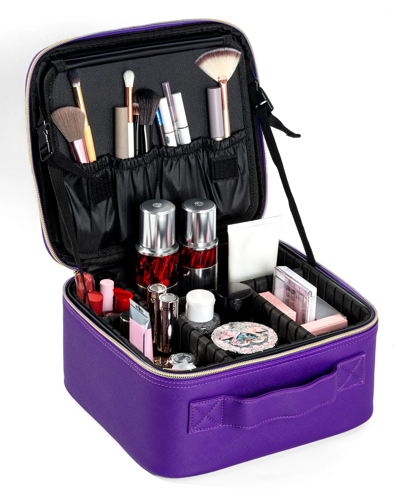 Travel Waterproof Synthetic Leather Makeup Bag With Mirror Storage Case