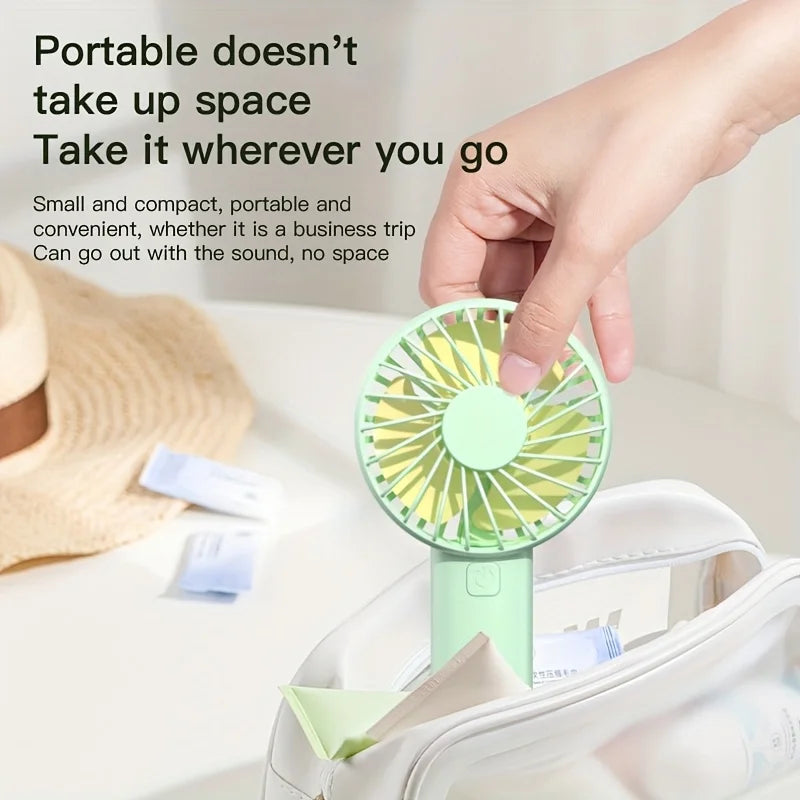 USB Mini Portable Rechargeable Handheld Fan With Integrated Phone Holder