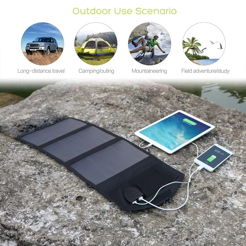 Allpowers 21w Foldable Solar Charger With Built Battery For Outdoor