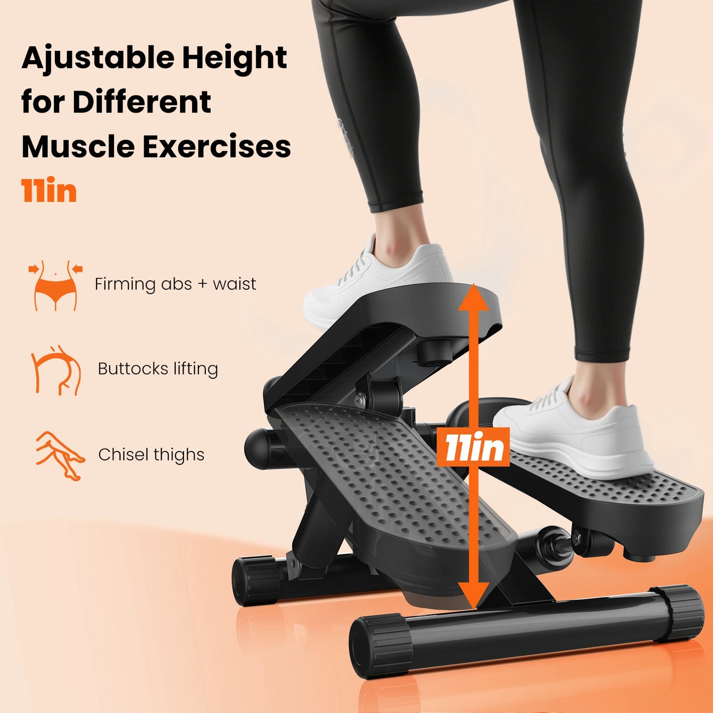 Mini Stepper With Resistance Bands 300 Lb Capacity Cardio Machine