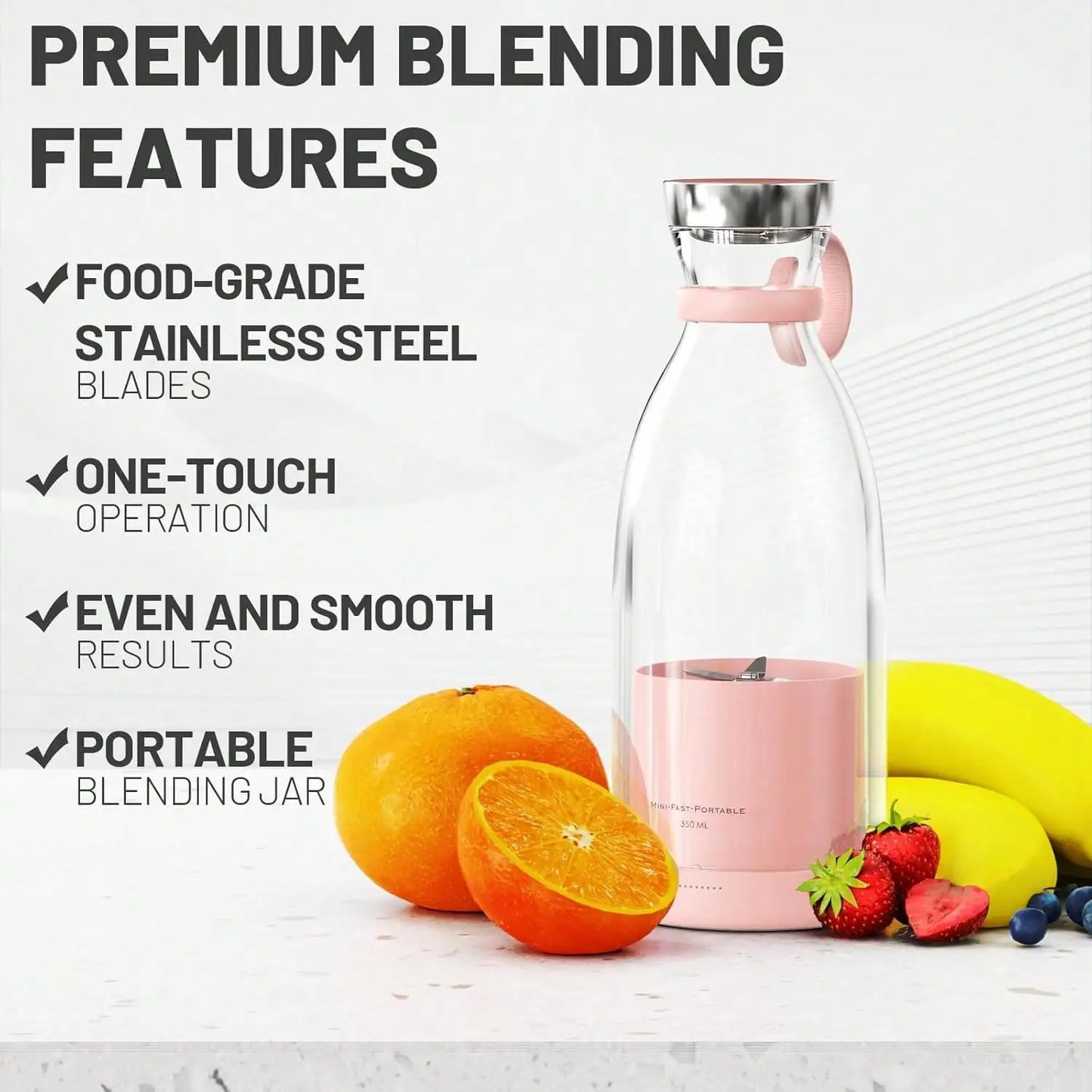 Portable Blender With Travel Cup And Stainless Steel Blades