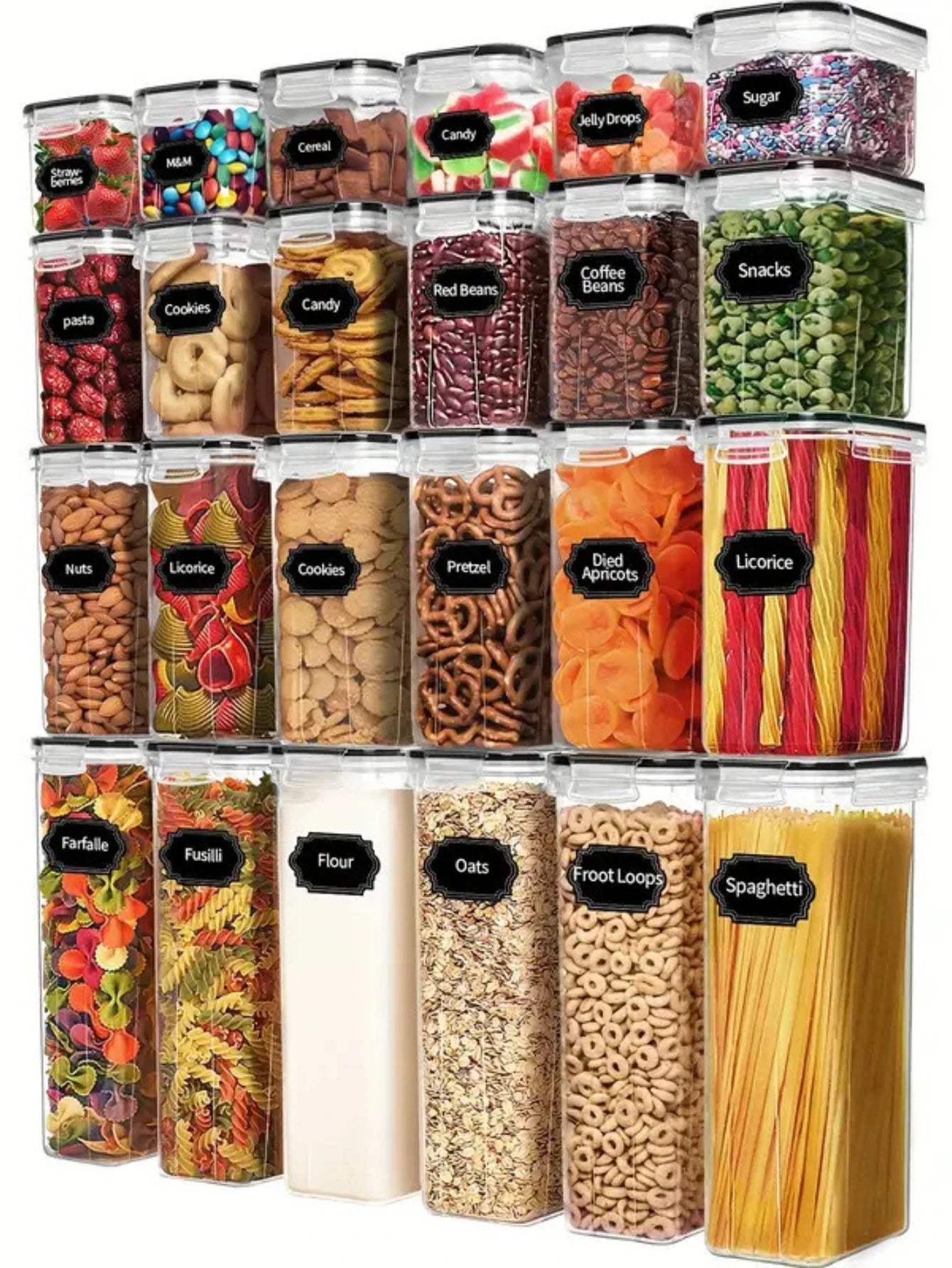 24 Piece Airtight Food Storage Containers With Labels