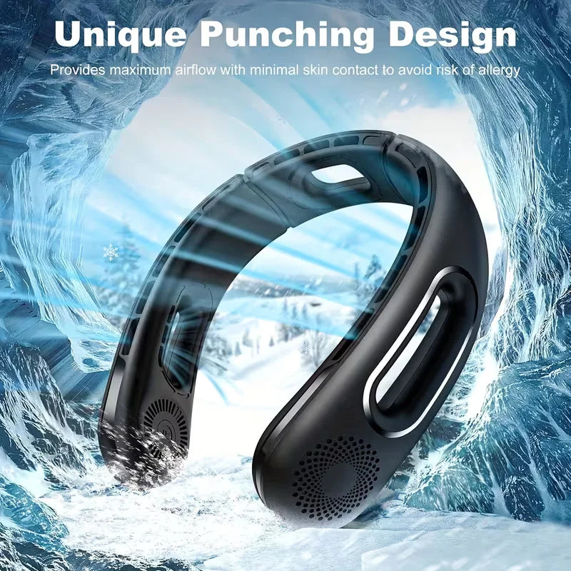 Portable Bladeless Neck Fan With Touch Control And Long Battery