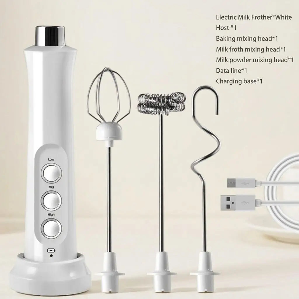Stonego Cordless Rechargeable Milk Frother With Three Speed Whisk