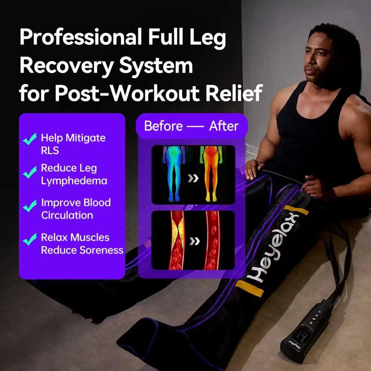 Heyelax Leg Compression Massager For Circulation And Recovery