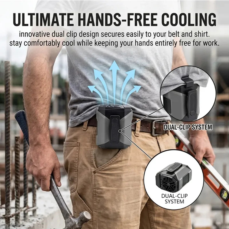 Portable Rechargeable Lightweight Waist Fan With Flashlight And Power Bank
