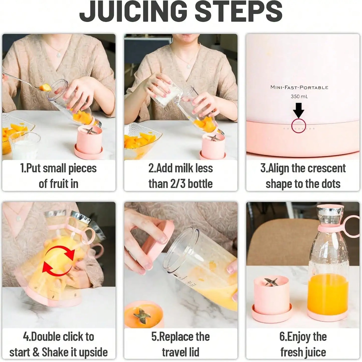 Portable Blender With Travel Cup And Stainless Steel Blades