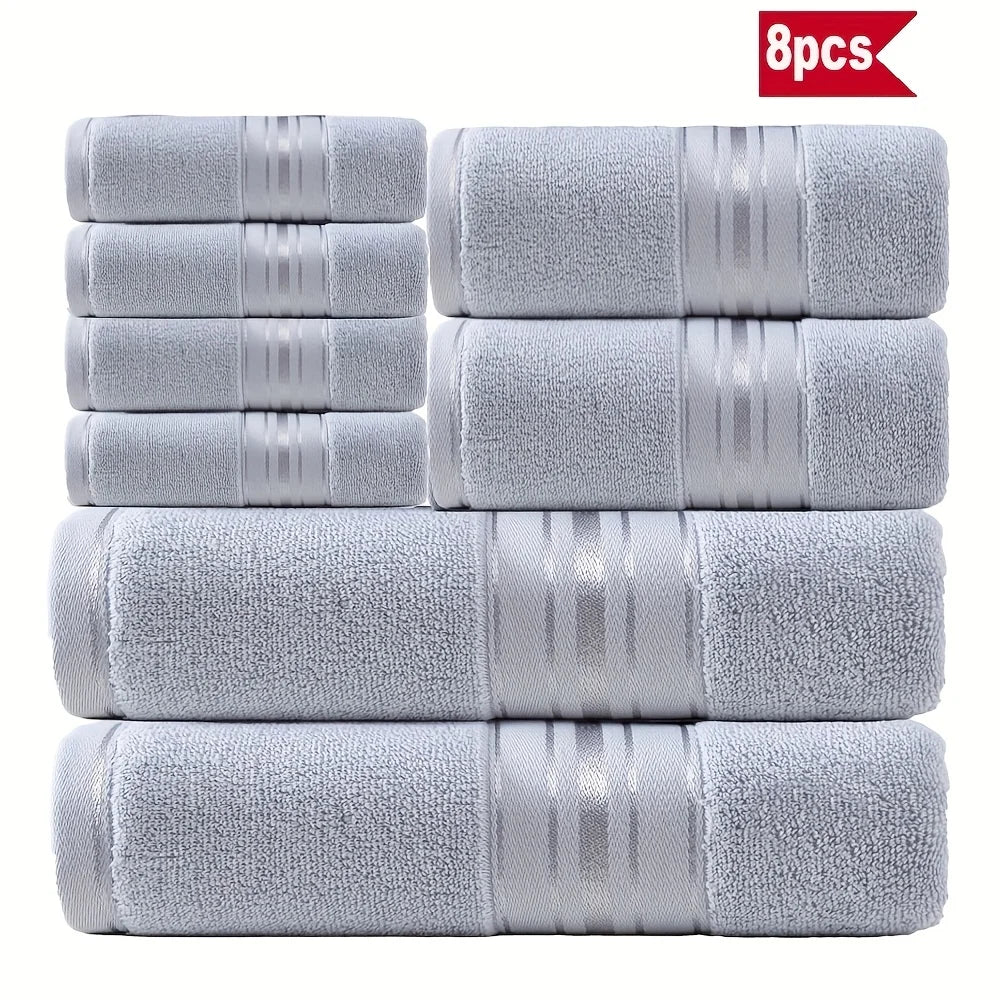 Luxury Eight Piece Cotton Towel Set For Bathroom Everyday Use