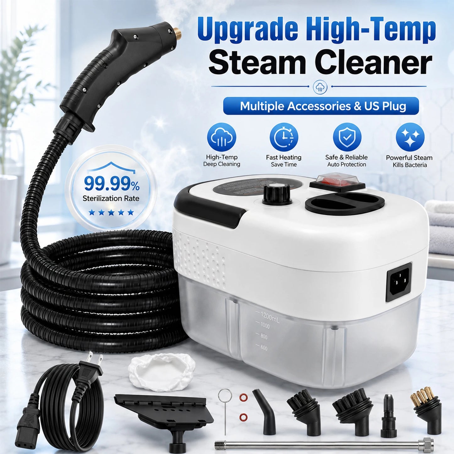 2500W High Temperature Steam Cleaner Portable Handheld Machine US Plug