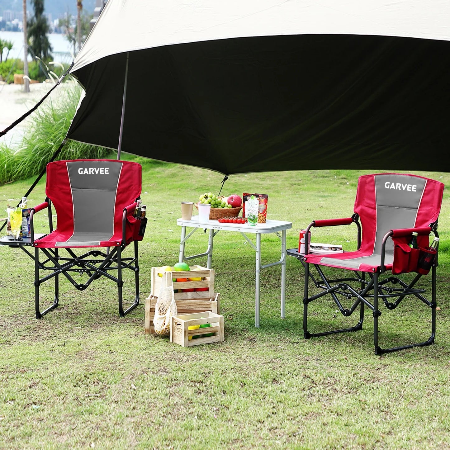 HiMISS Folding Directors Chair With Cup Holder For Outdoor Camping Leisure