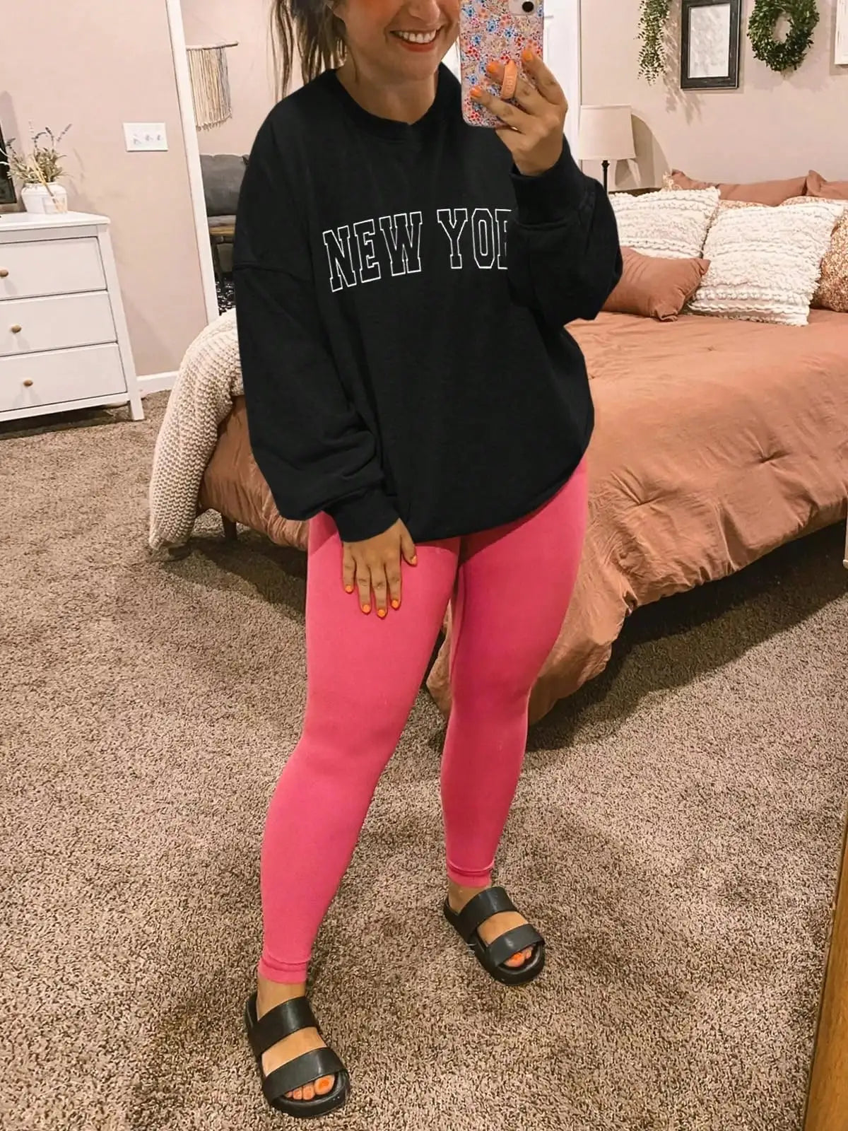 Fisoew Women Oversized Crewneck Sweatshirt Long Sleeve Casual Pullover