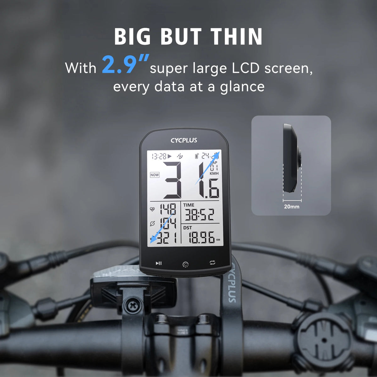 CYCPLUS M1 Wireless GPS Bike Computer Bluetooth And ANT Plus Connectivity