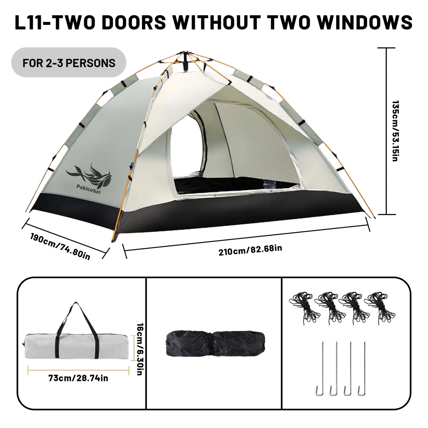 Pakicetus Automatic Pop Up Camping Tent Portable Windproof Shelter