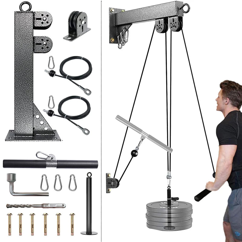 Wall Mounted Gym Pulley System Strength Training Cable Machine