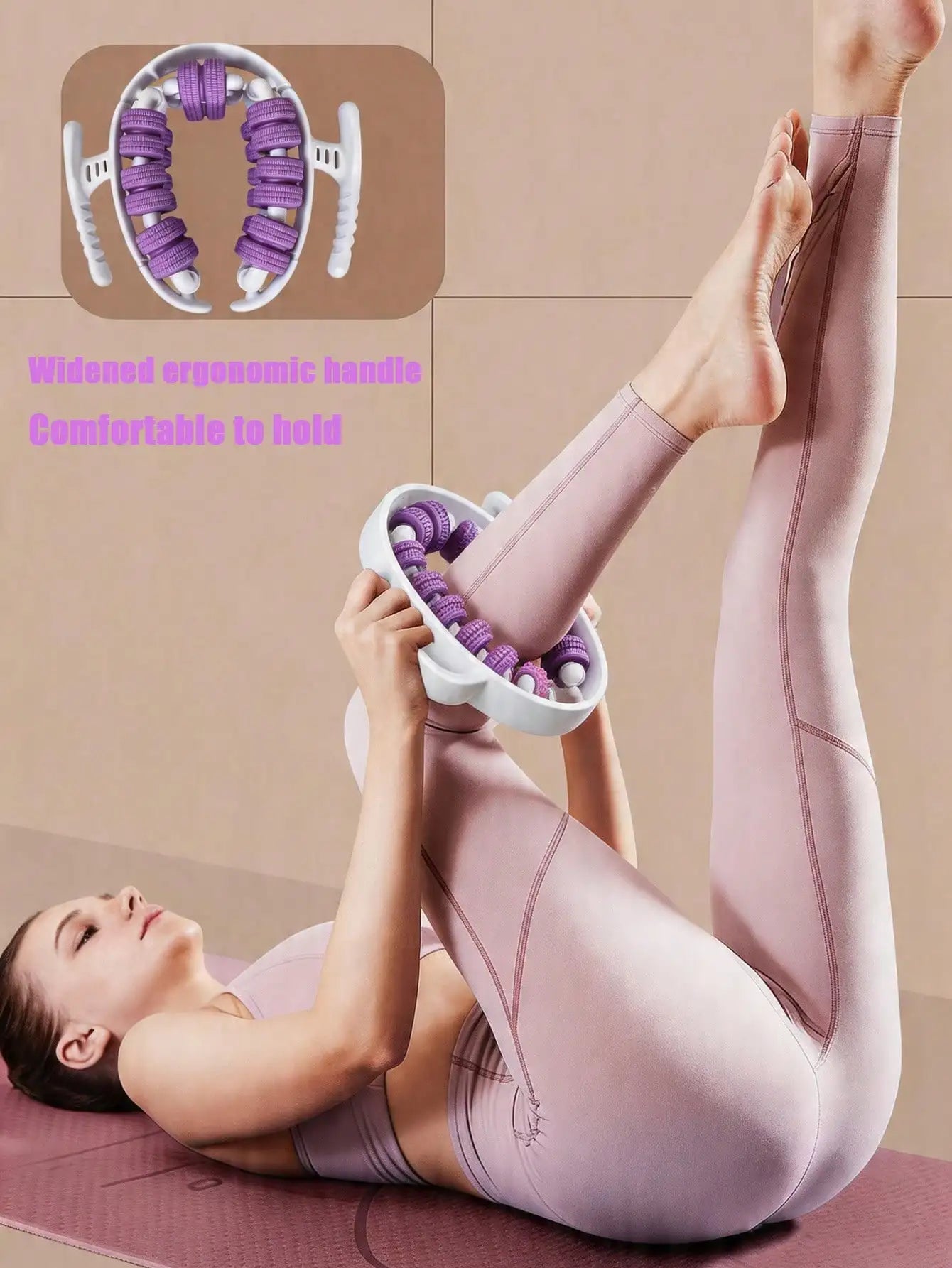 Yoga Leg Ring Clamp With 28 Roller Wheels For Calf Relief