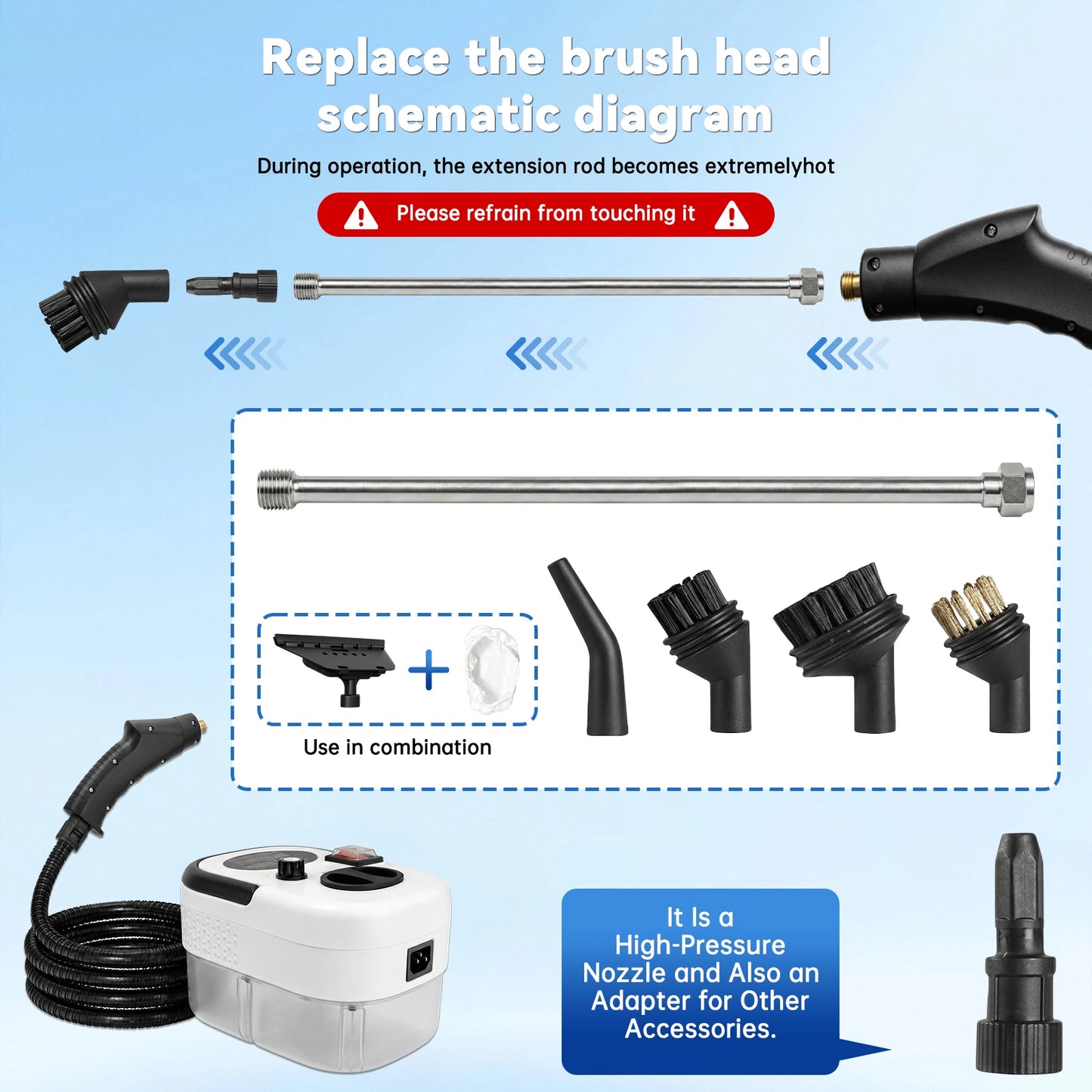 2500W High Temperature Steam Cleaner Portable Handheld Machine US Plug