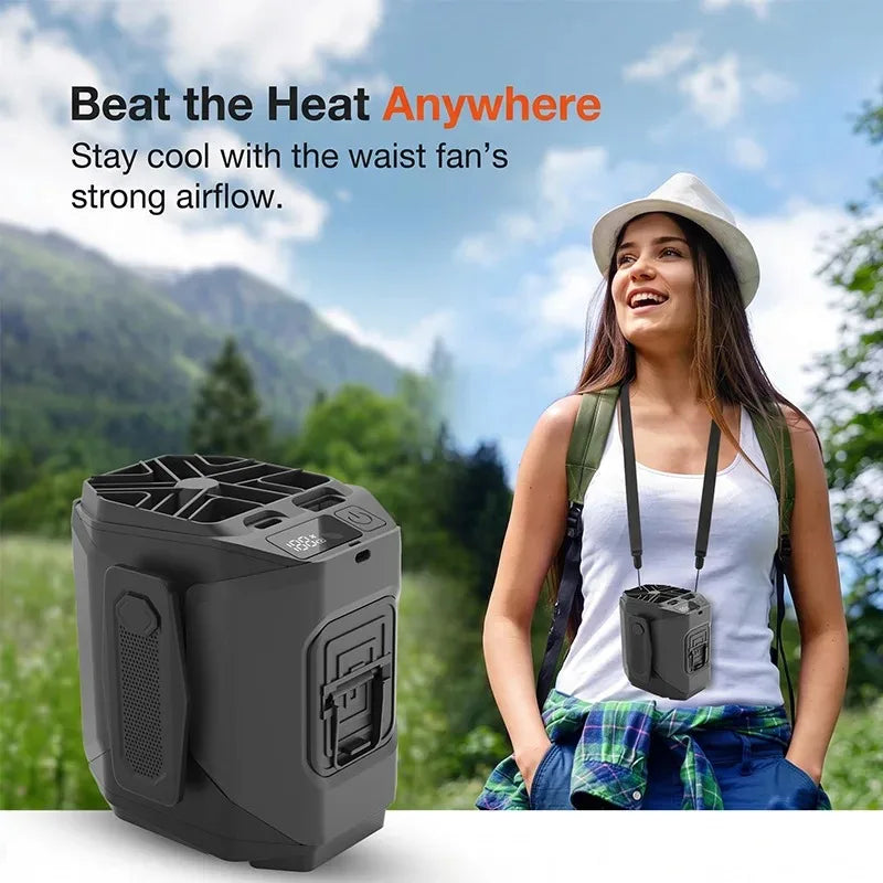Portable Rechargeable Lightweight Waist Fan With Flashlight And Power Bank