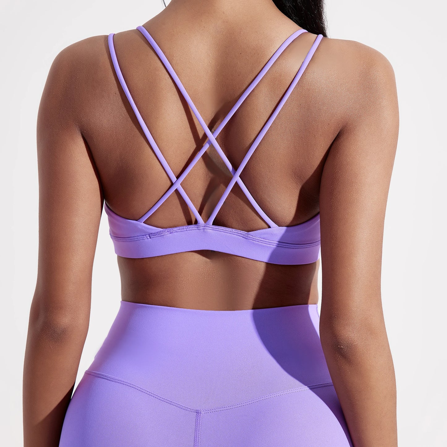 Cross Fitness Bra Women Nylon Spandex Chest Pad Breathable Gym