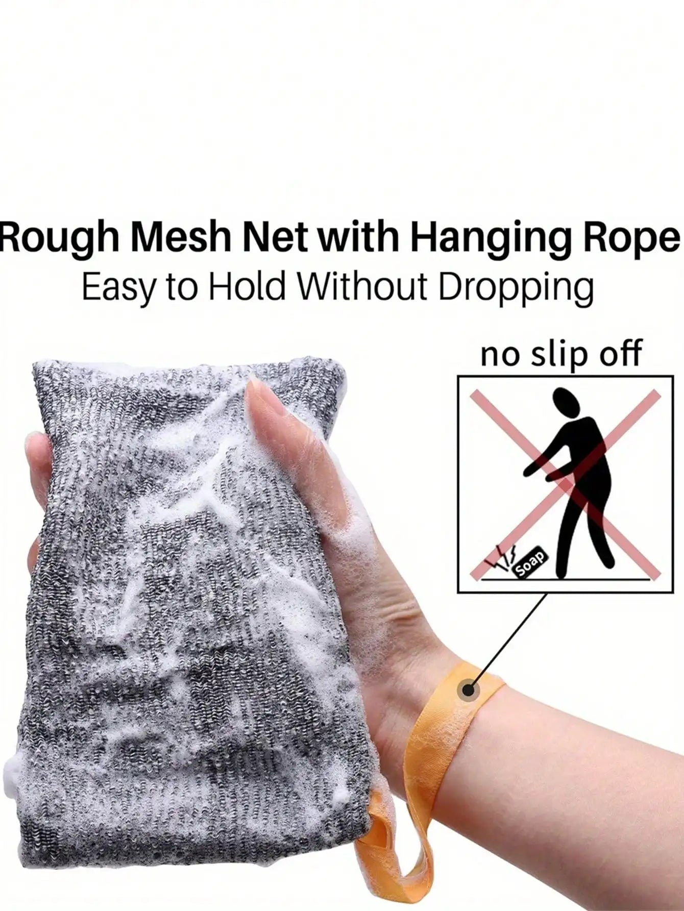 6pcs Exfoliating Mesh Soap Saver Bags With Loofah Cord Net