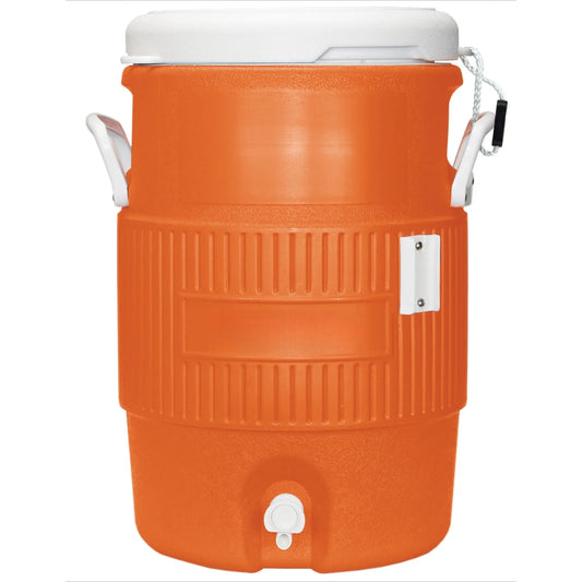 Heavy Duty Beverage Cooler Featuring Durable Plastic And Steel Trim