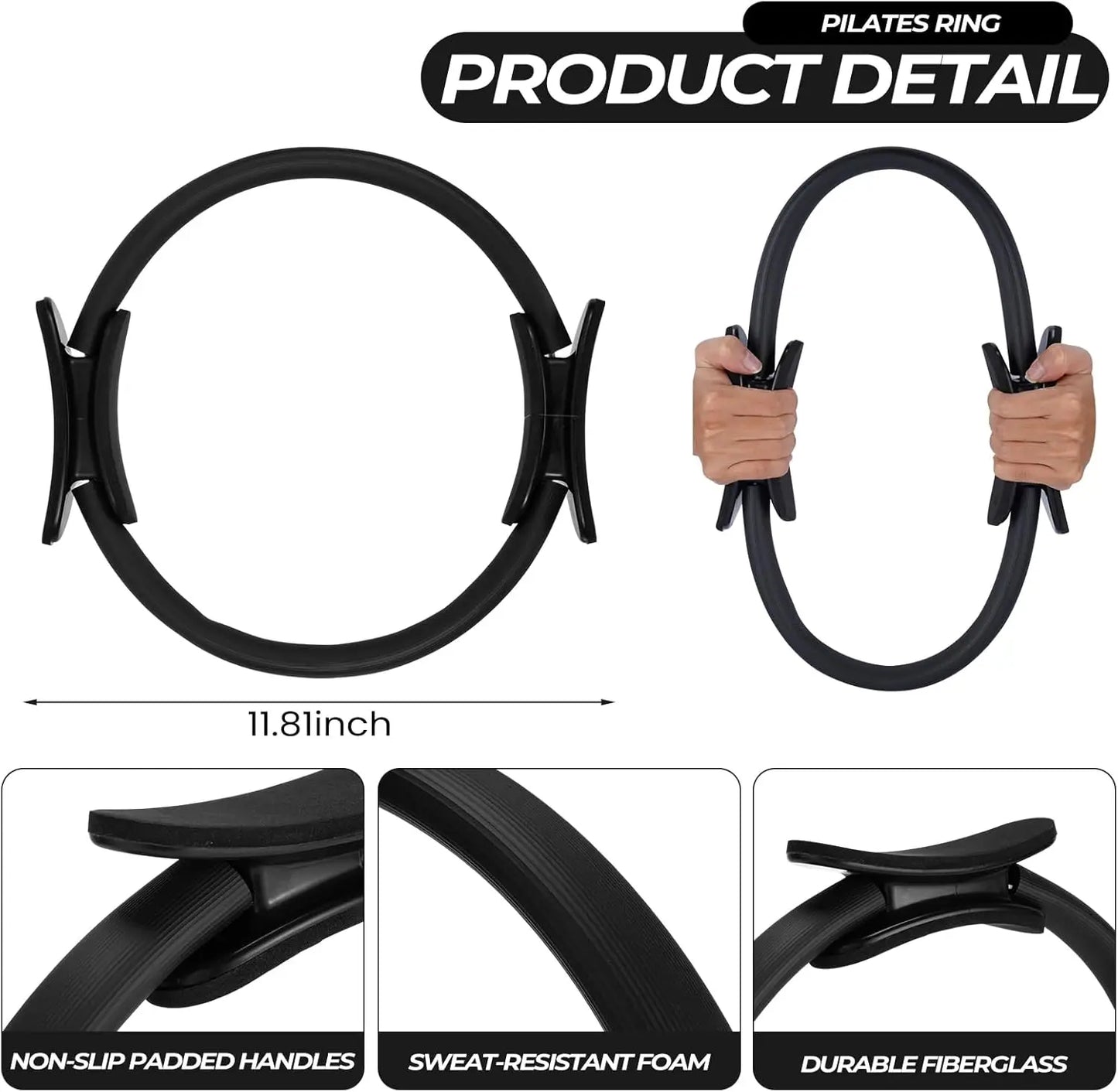 YTYIN Pilates Ring And Ball Set With Resistance Bands