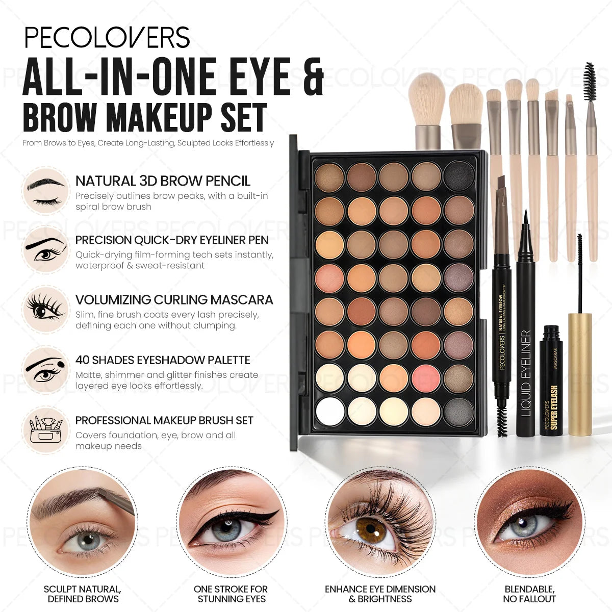 Complete Eye Brow Makeup Set With Palette Eyeliner Mascara