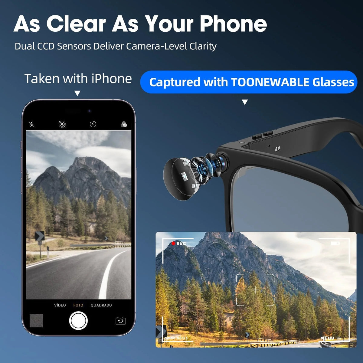 Smart Camera Glasses With 8MP Recorder Bluetooth And AI Translation