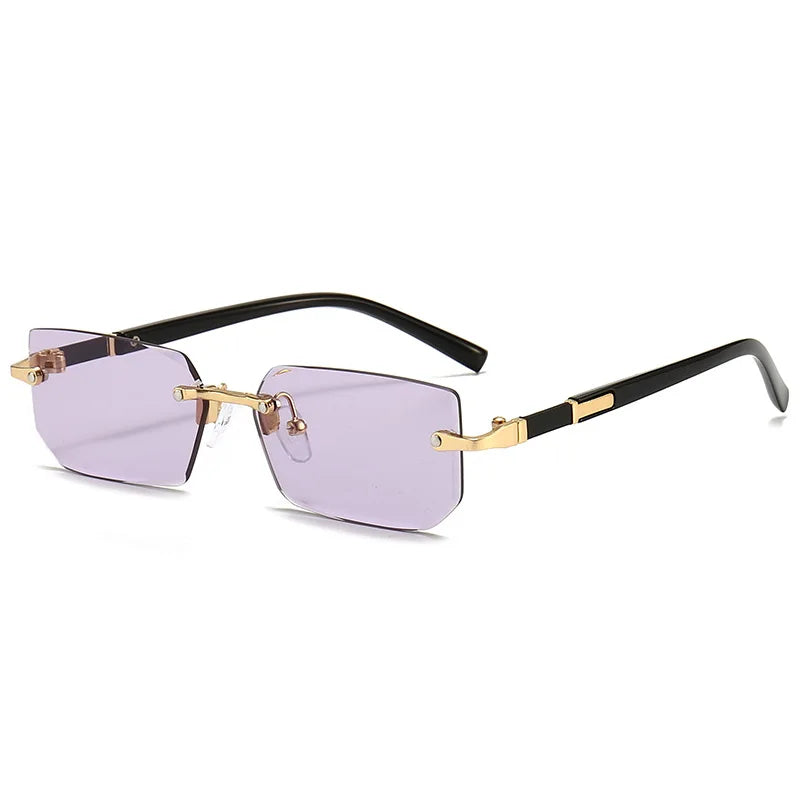 RMM Rimless Rectangle Stylish Trendy Plastic Sunglasses