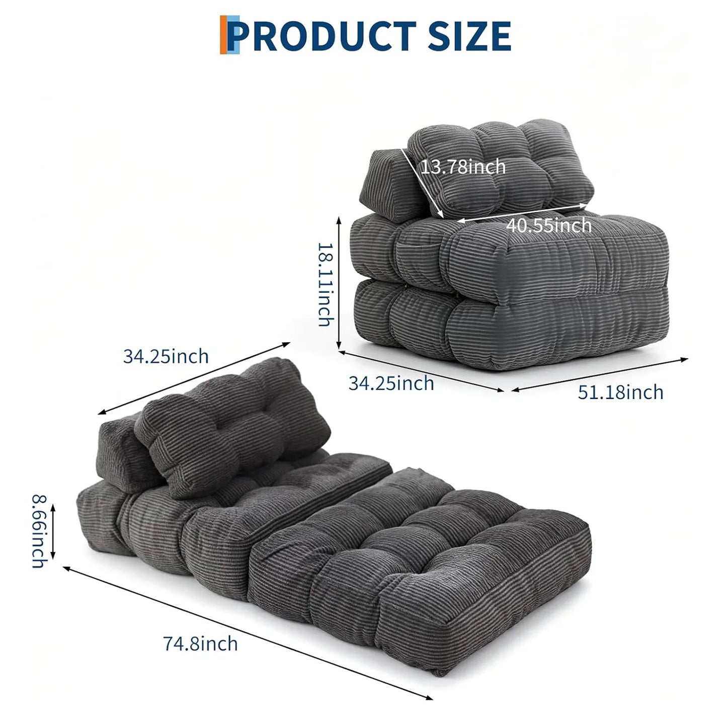 Himiss Modern Folding Sofa Bed Convertible Sleeper Chair