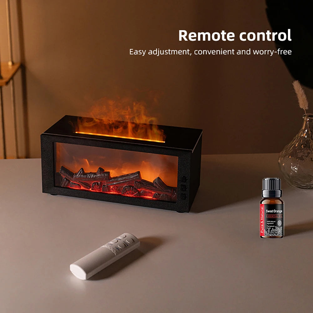 Flame Effect Humidifier And Aroma Diffuser With Remote Timer