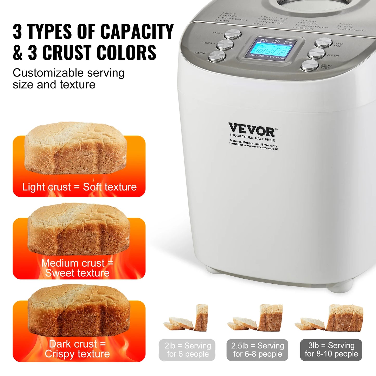 SucceBuy 15-In-1 Bread Maker With Gluten Free Setting Nonstick Pan
