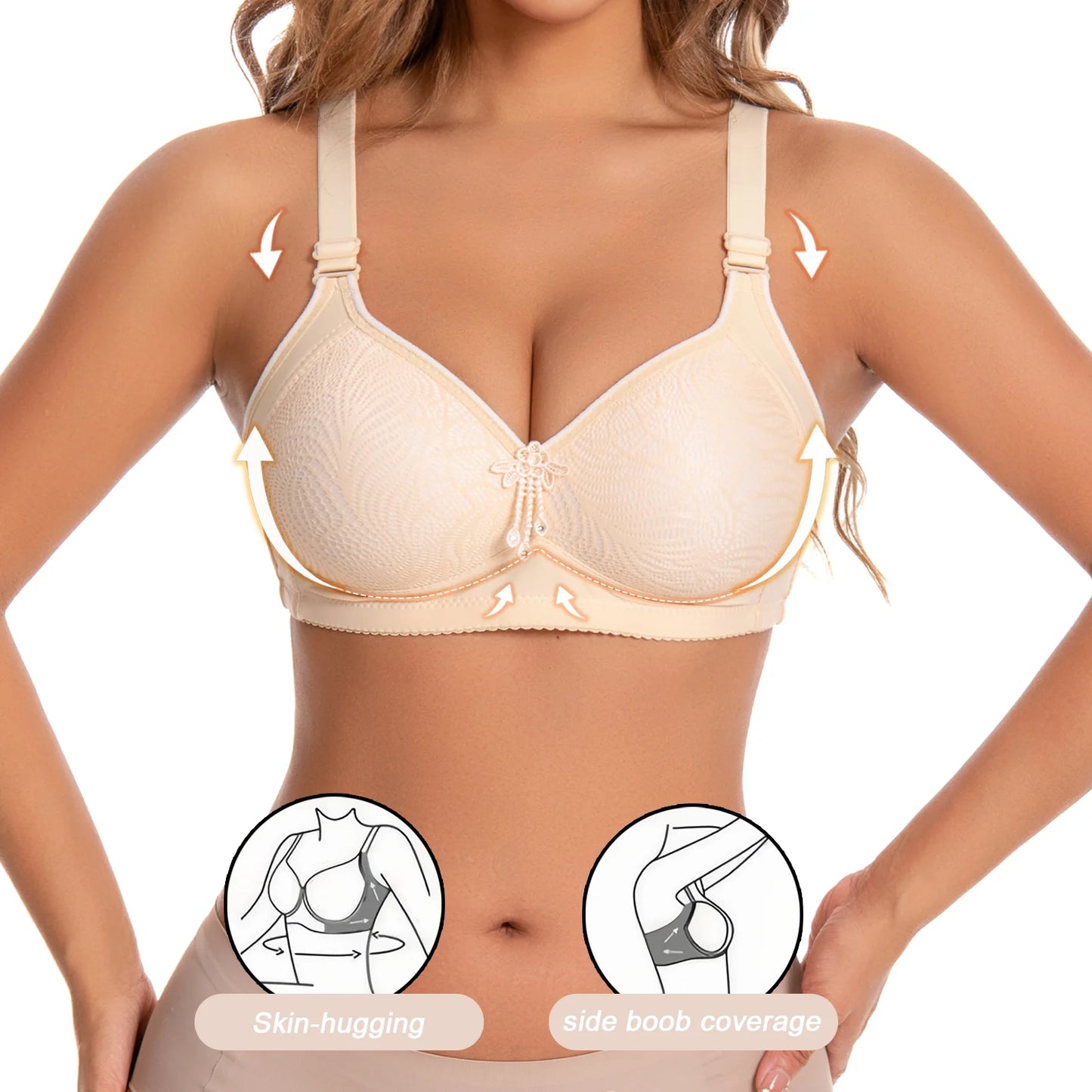 Women Lace No Wire Bras 6-Piece Set With Adjustable Straps